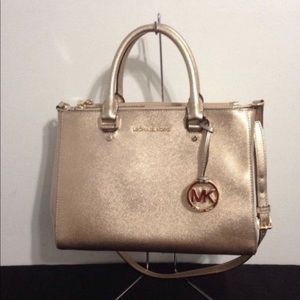 Michael Kors Sutton Medium Satchel Metallic Gold